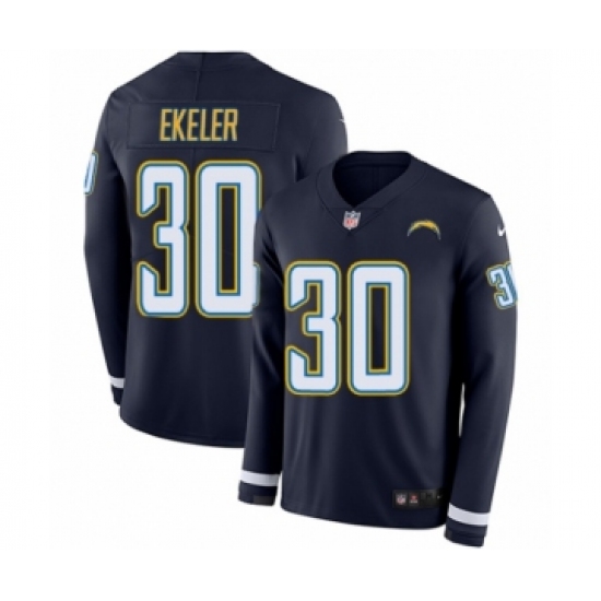 Men's Nike Los Angeles Chargers #30 Austin Ekeler Limited Navy Blue Therma Long Sleeve NFL Jersey - Ujersey