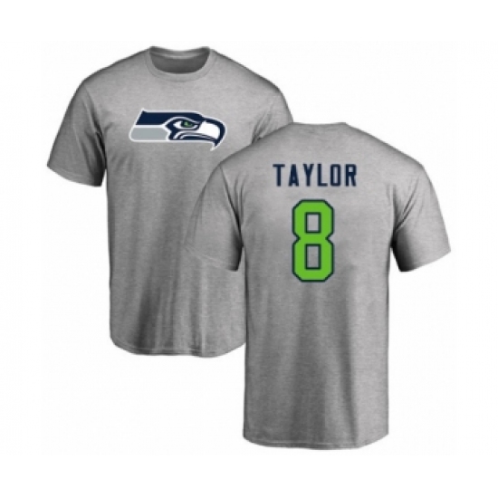 Football Seattle Seahawks #8 Jamar Taylor Ash Name & Number Logo T-Shirt - Ujersey