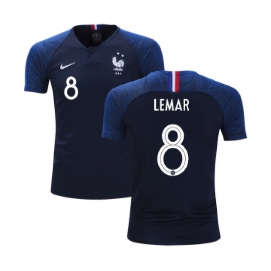 France #8 Lemar Home Kid Soccer Country Jersey