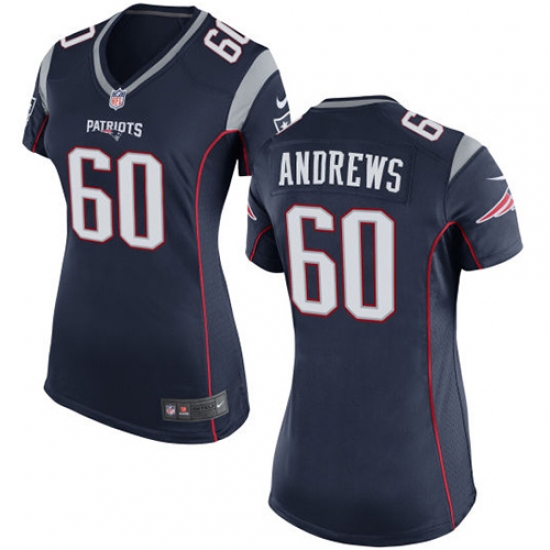 Women's Nike New England Patriots #60 David Andrews Game Navy Blue Team Color NFL Jersey - Ujersey