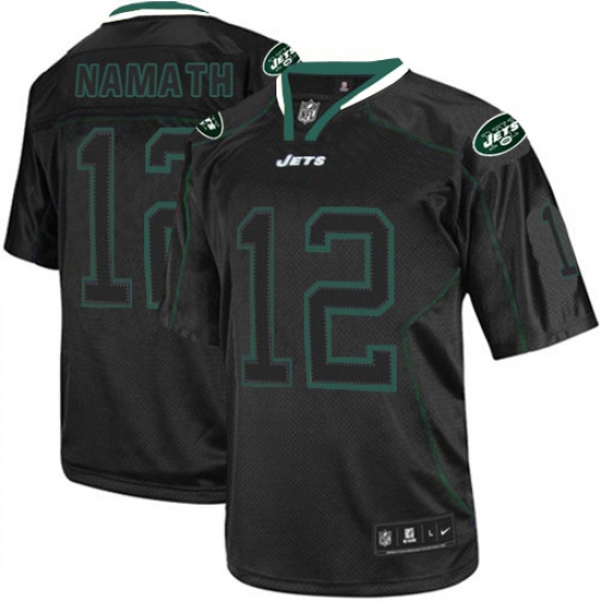 Men's Nike New York Jets #12 Joe Namath Elite Lights Out Black NFL Jersey - Ujersey
