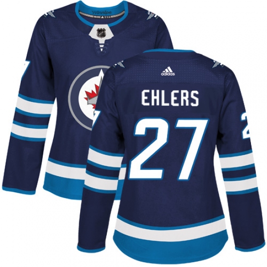 Women's Adidas Winnipeg Jets #27 Nikolaj Ehlers Authentic Navy Blue Home NHL Jersey - Ujersey