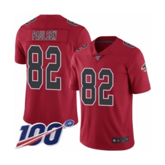 Men's Atlanta Falcons #82 Logan Paulsen Limited Red Rush Vapor Untouchable 100th Season Football Jersey - Ujersey