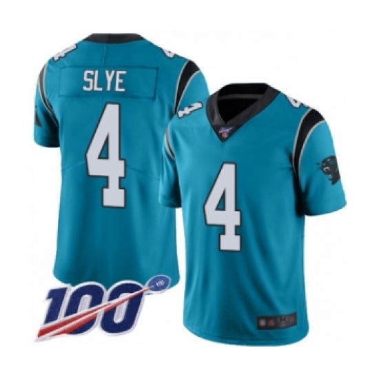 Men's Carolina Panthers #4 Joey Slye Blue Alternate Vapor Untouchable Limited Player 100th Season Football Jersey - Ujersey