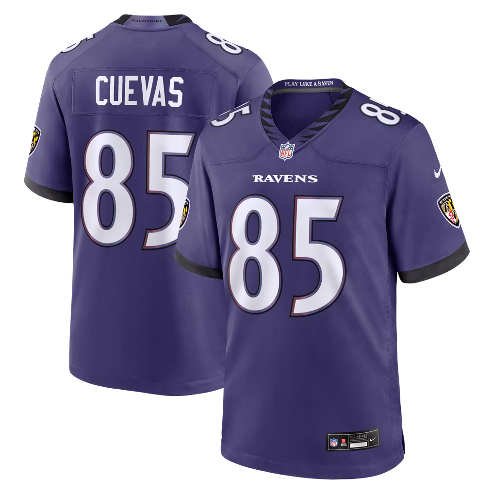Men's Baltimore Ravens Josh Cuevas Nike Purple Team Game Jersey - U-jersey