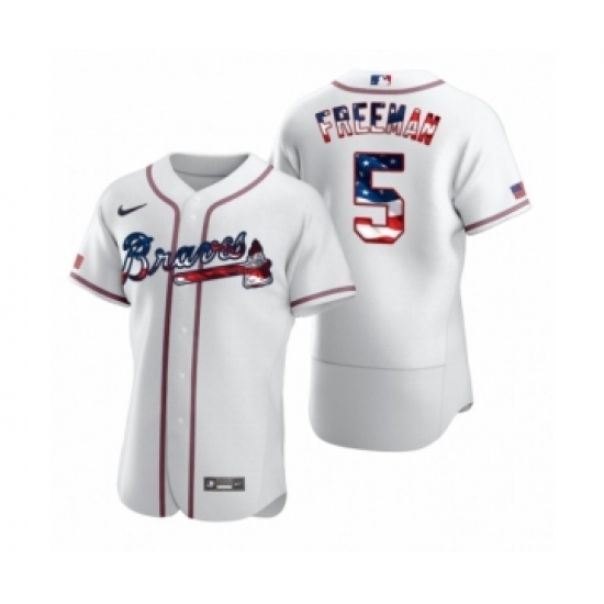 Men's Freddie Freeman #5 Atlanta Braves White 2020 Stars & Stripes 4th of July Jersey - Ujersey