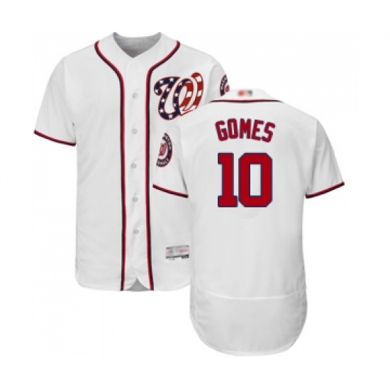 Men's Washington Nationals #10 Yan Gomes White Home Flex Base Authentic Collection Baseball Jersey - Ujersey