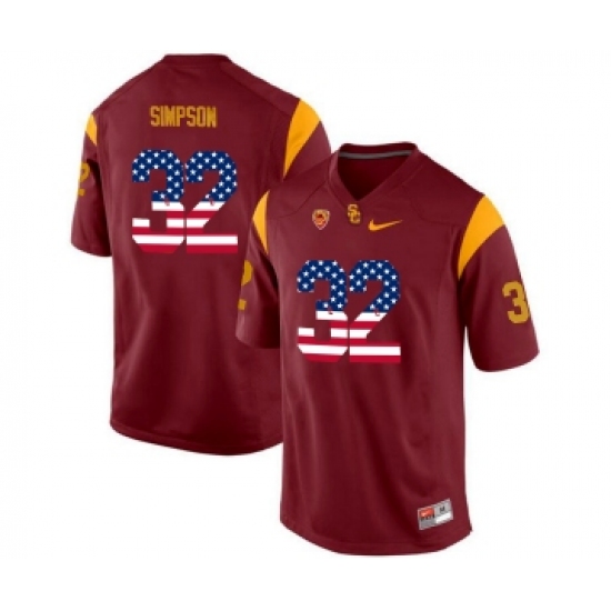 USC Trojans 32 O.J Simpson Red USA Flag College Football Jersey - Ujersey