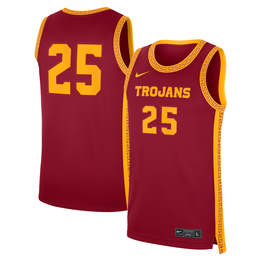 Men's Nike #25 Cardinal USC Trojans Road Replica Basketball Jersey - SUjersey01