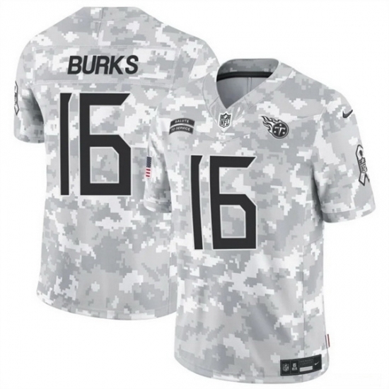 Men's Tennessee Titans #16 Treylon Burks 2024 F U S E Arctic Camo Salute To Service Limited Stitched Football Jersey