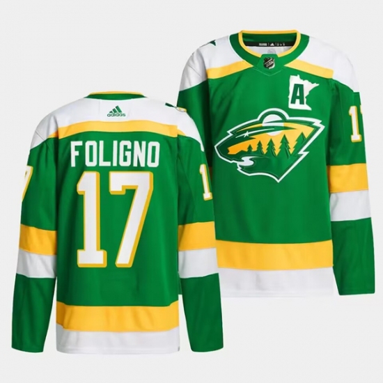 Men's Minnesota Wild #17 Marcus Foligno Green 2023-24 Stitched Jersey - Ujersey
