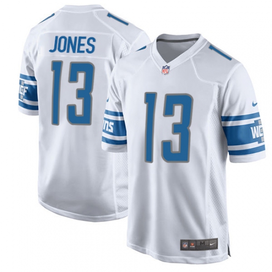 Men's Nike Detroit Lions #13 T.J. Jones Game White NFL Jersey - Ujersey