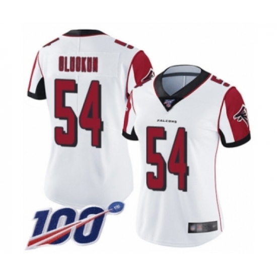 Women's Atlanta Falcons #54 Foye Oluokun White Vapor Untouchable Limited Player 100th Season Football Jersey - Ujersey