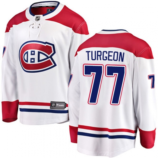Men's Montreal Canadiens #77 Pierre Turgeon Authentic White Away Fanatics Branded Breakaway NHL Jersey - Ujersey