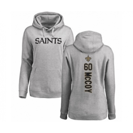 Football Women's New Orleans Saints #60 Erik McCoy Ash Backer Pullover Hoodie