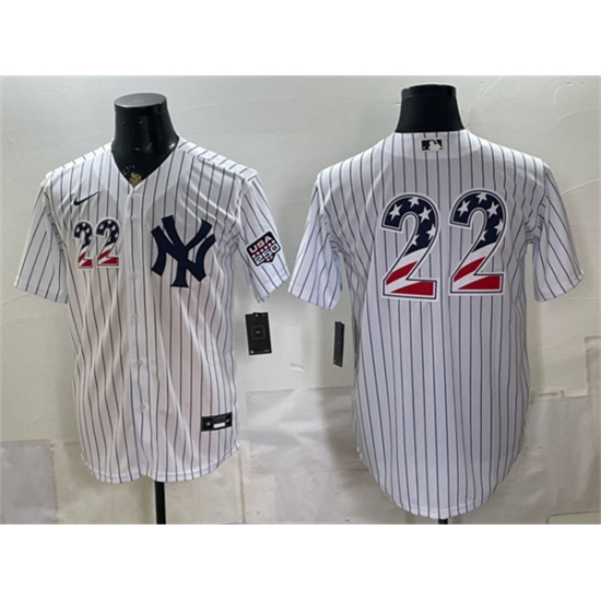 Men's New York Yankees #22 Ben Rice White 2026 USA 250 Fourth of July Home Stadium Stitched Baseball Jersey - Ujersey