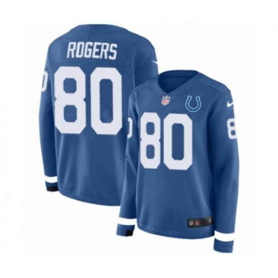Women's Nike Indianapolis Colts #80 Chester Rogers Limited Blue Therma Long Sleeve NFL Jersey - Ujersey