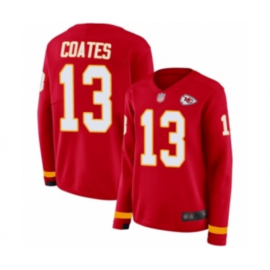 Women's Kansas City Chiefs #13 Sammie Coates Limited Red Therma Long Sleeve Football Jersey - Ujersey