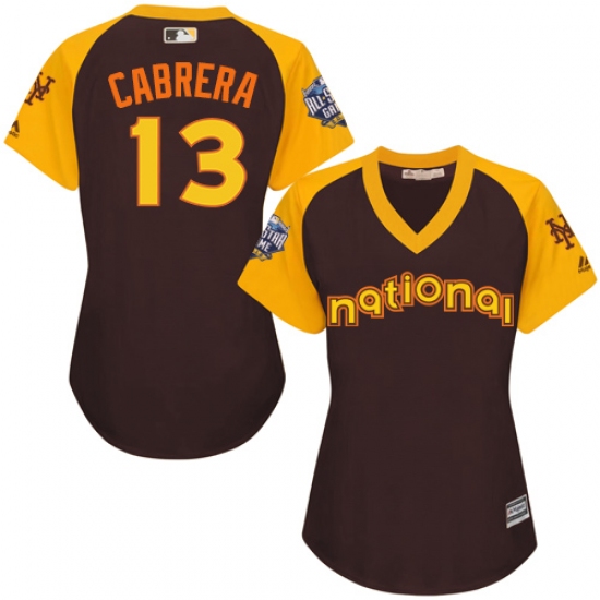 Women's Majestic New York Mets #13 Asdrubal Cabrera Authentic Brown 2016 All-Star National League BP Cool Base MLB Jersey - Ujersey