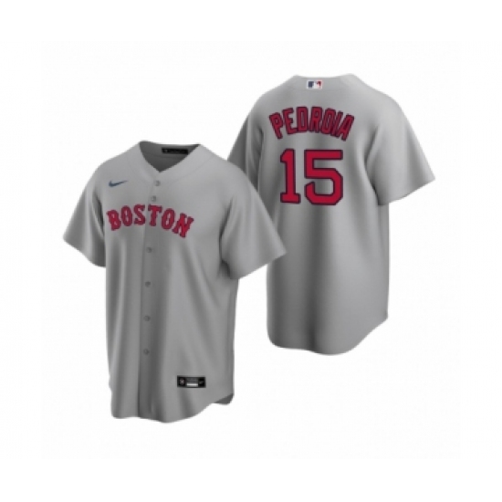 Women's Boston Red Sox #15 Dustin Pedroia Nike Gray Replica Road Jersey - Ujersey