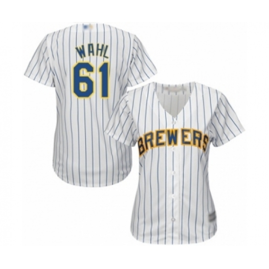 Women's Milwaukee Brewers #61 Bobby Wahl Authentic White Alternate Cool Base Baseball Player Jersey - Ujersey