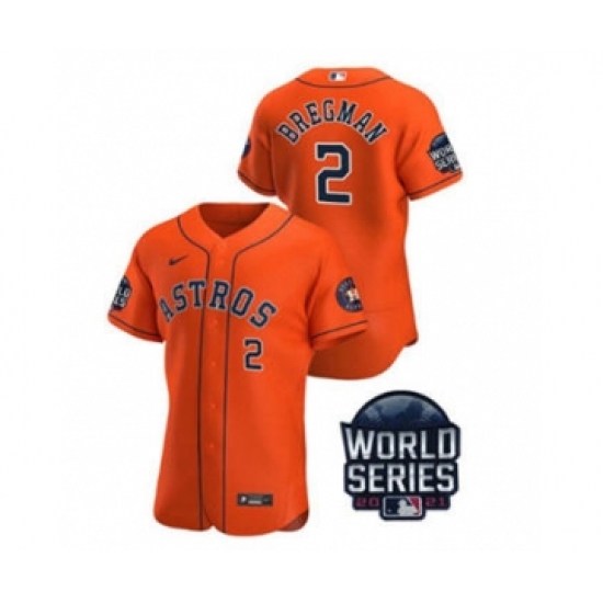 Men's Houston Astros #2 Alex Bregman 2021 Orange World Series Flex Base Stitched Baseball Jersey - Ujersey