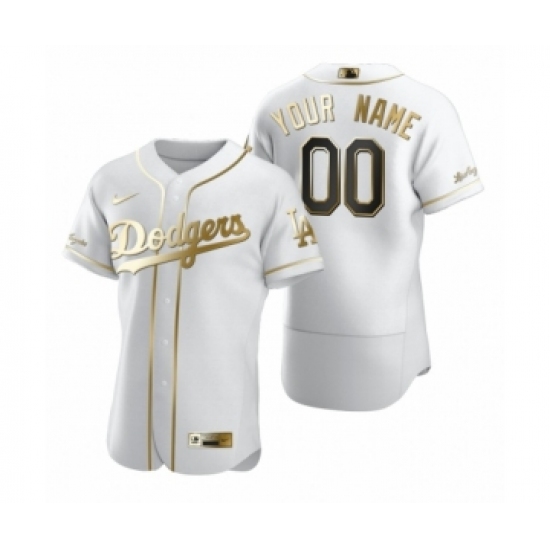 Men's Los Angeles Dodgers Custom Nike White Authentic Golden Edition Jersey - Ujersey