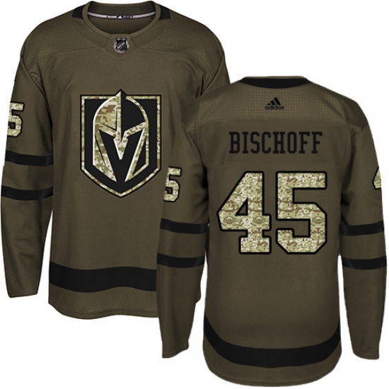 Men's Adidas Vegas Golden Knights #45 Jake Bischoff Authentic Green Salute to Service NHL Jersey - Ujersey