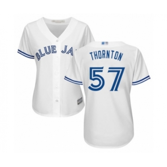 Women's Toronto Blue Jays #57 Trent Thornton Authentic White Home Baseball Player Jersey