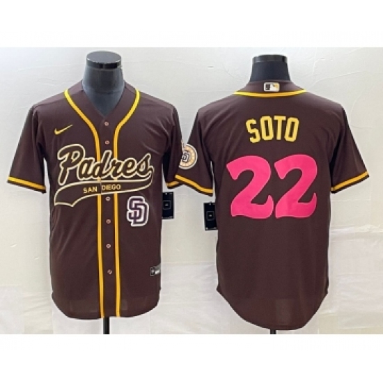 Men's San Diego Padres #22 Juan Soto Brown NEW 2023 City Connect Cool Base Stitched Jersey