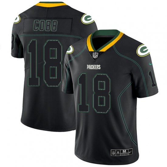 Men's Nike Green Bay Packers #18 Randall Cobb Limited Lights Out Black Rush NFL Jersey - Ujersey