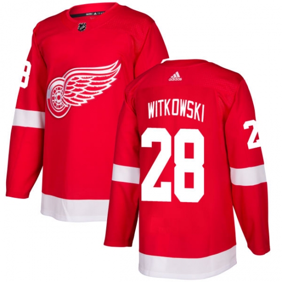 Men's Adidas Detroit Red Wings #28 Luke Witkowski Authentic Red Home NHL Jersey - Ujersey
