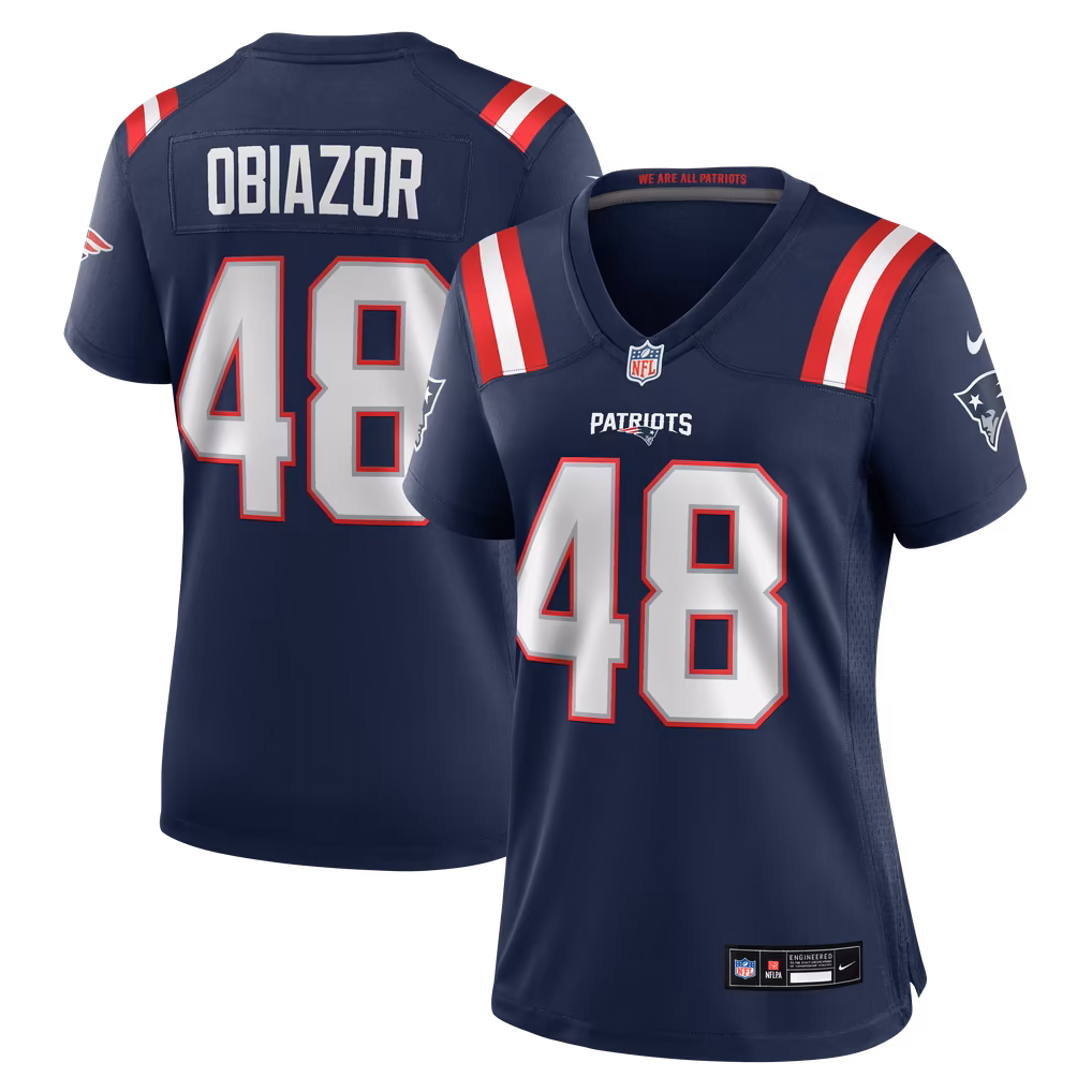 Women's New England Patriots Namdi Obiazor Nike Navy Team Game Jersey - Ujersey Shop