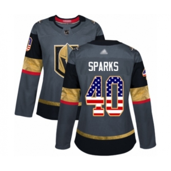 Women's Vegas Golden Knights #40 Garret Sparks Authentic Gray USA Flag Fashion Hockey Jersey - Ujersey