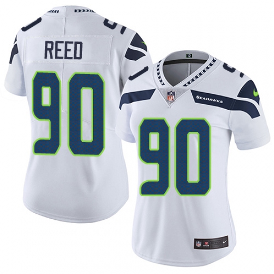 Women's Nike Seattle Seahawks #90 Jarran Reed White Vapor Untouchable Limited Player NFL Jersey - Ujersey
