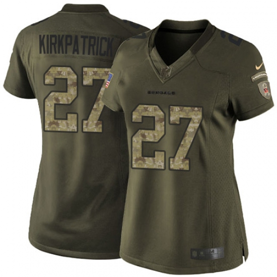 Women's Nike Cincinnati Bengals #27 Dre Kirkpatrick Elite Green Salute to Service NFL Jersey - Ujersey