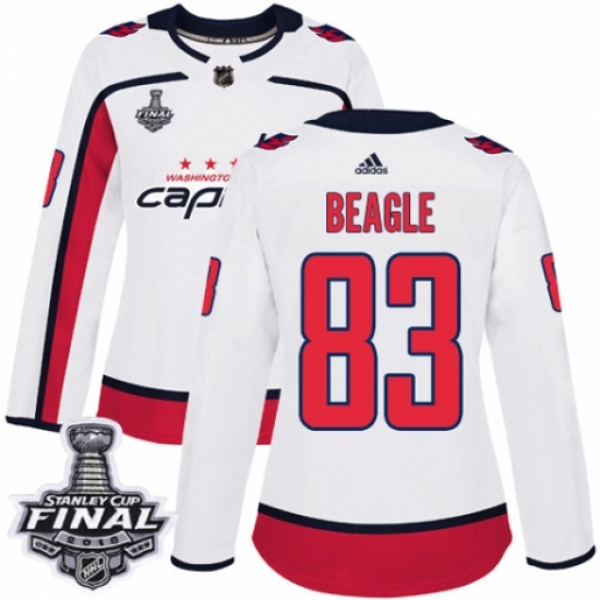Women's Adidas Washington Capitals #83 Jay Beagle Authentic White Away 2018 Stanley Cup Final NHL Jersey - Ujersey