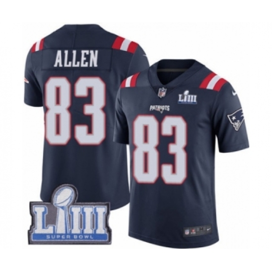 Youth Nike New England Patriots #83 Dwayne Allen Limited Navy Blue Rush Vapor Untouchable Super Bowl LIII Bound NFL Jersey - Ujersey