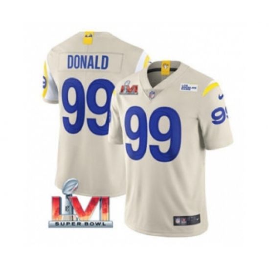 Men's Los Angeles Rams #99 Aaron Donald Bone 2022 Super Bowl LVI Vapor Limited Stitched Jersey - Ujersey