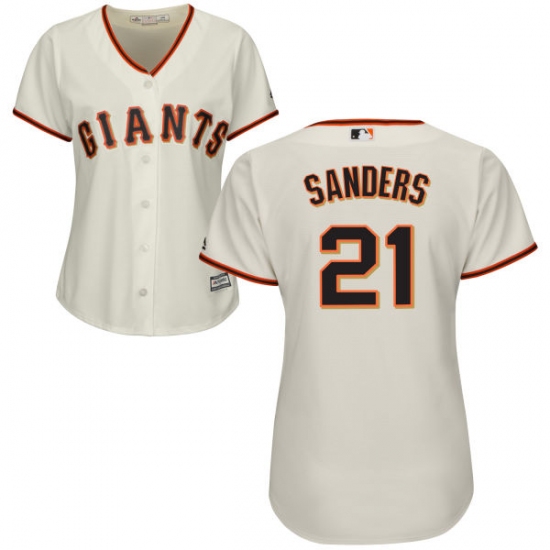 Women's Majestic San Francisco Giants #21 Deion Sanders Authentic Cream Home Cool Base MLB Jersey - Ujersey