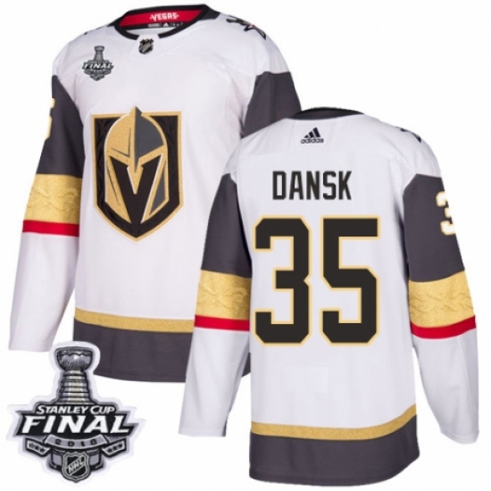 Youth Adidas Vegas Golden Knights #35 Oscar Dansk Authentic White Away 2018 Stanley Cup Final NHL Jersey - Ujersey
