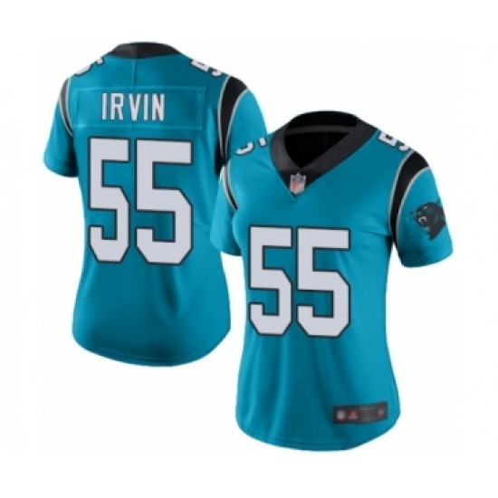 Women's Carolina Panthers #55 Bruce Irvin Limited Blue Rush Vapor Untouchable Football Jersey - Ujersey