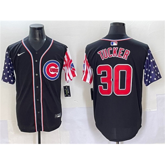 Men's Chicago Cubs #30 Kyle Tucker Black 2025 Independence Day Vapor Premier Limited Stitched Baseball Jersey - Ujersey