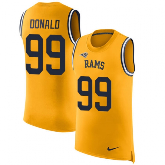Men's Nike Los Angeles Rams #99 Aaron Donald Limited Gold Rush Player Name & Number Tank Top NFL Jersey - Ujersey