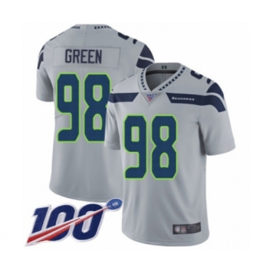 Men's Seattle Seahawks #98 Rasheem Green Grey Alternate Vapor Untouchable Limited Player 100th Season Football Jersey - Ujersey
