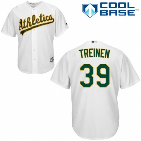 Men's Majestic Oakland Athletics #39 Blake Treinen Replica White Home Cool Base MLB Jersey - Ujersey
