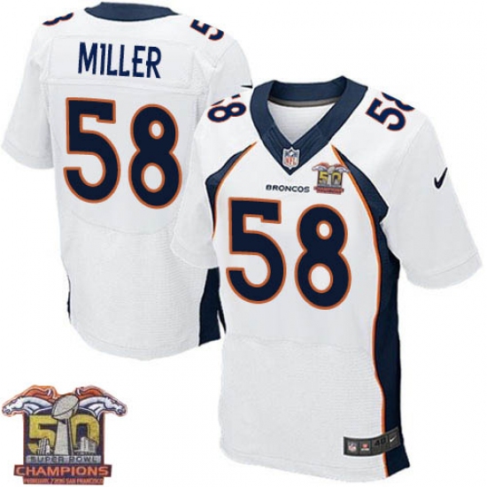 Men's Nike Denver Broncos #58 Von Miller Elite White Super Bowl 50 Champions NFL Jersey - Ujersey