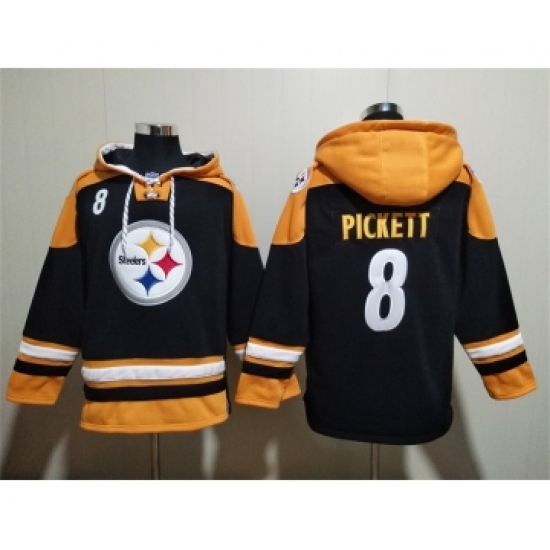 Men's Pittsburgh Steelers #8 Kenny Pickett Black Ageless Must-Have Lace-Up Pullover Hoodie - Ujersey NHL