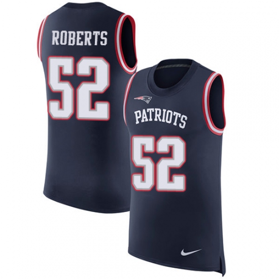 Men's Nike New England Patriots #52 Elandon Roberts Navy Blue Rush Player Name & Number Tank Top NFL Jersey - Ujersey