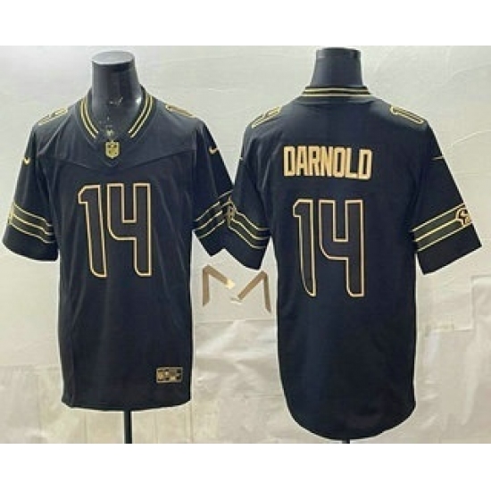 Men's Seattle Seahawks #14 Sam Darnold Limited Black Gold FUSE Vapor Jersey